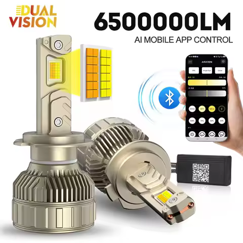 Dualvision H7 LED Headlight AI Bluetooth APP Control Color H4 LED H8 H9 H11 9005 HB3 9006 HB4 H1 Aut