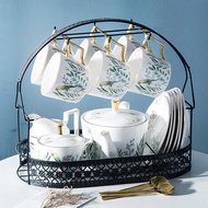 Ceramic Coffee Cup Saucer Set European Style Tea Set Gorgeous Gold-Painted Afternoon Flower Tea Hous