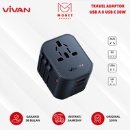 [MONET] VIVAN Universal Travel Adapter 20W VPS-T003A Black USB Type-C Multi-Purpose Power Adapter Pl