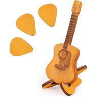 Guitar Pick Case, Wooden Acoustic Guitar Pick Box with 3 Guitar Picks Custom Guitar Pick Holder with
