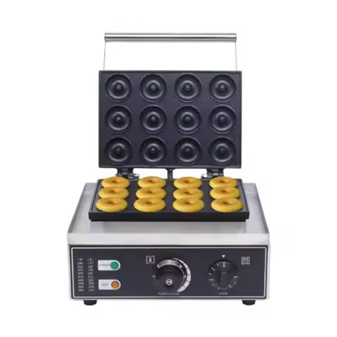 Electric Donut Maker Nonstick 220V 12pcs 9cm Mini Doughnut Waffle Baker Machine for Home Commercial 