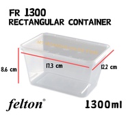 (1300ml)Microwavable Rectangular Container FR1300 (50set±) Disposable Plastic Food Container / Felto