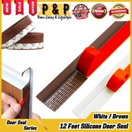 Door Seal With Sticker X 12' Ft (Kaki) PVC Plastic (White/Brown)
