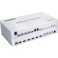 4K 60Hz 4x2 HDMI KVM Matrix วิดีโอสวิตช์ Splitter 5 USB สนับสนุนคีย์บอร์ดควบคุมเมาส์ แล็ปท็อป / U แฟ
