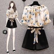 大碼女裝 大碼 套裝 女 2024 新款 Plus Size Women's Clothing 2025 Summer Chiffon Shirt with Slimming Design