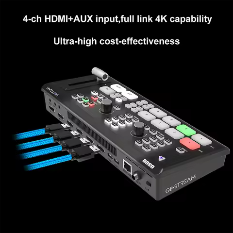 OSEE Gostream Deck 4K Video Switcher 4ch HDMI-Compatible + AUX Input Video Audio Mixer For Live Broa