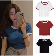 Women's new Korean style solid color slim crop top【6747】