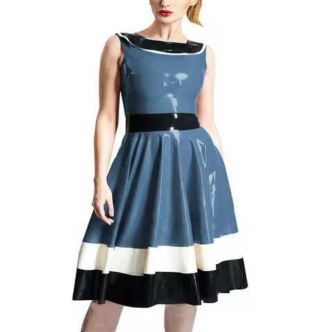 Plus Size Knee-length Dress Office Lady Causal Outfits Stitching Color Sleeveless Slim Midi Dress Co