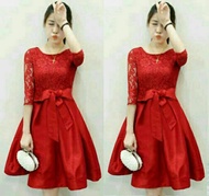 MJ Dress natalie Dress Imlek Dress Natal Dress ABG REMAJA DEWASA S M L XL Dress pesta Casual Brukat