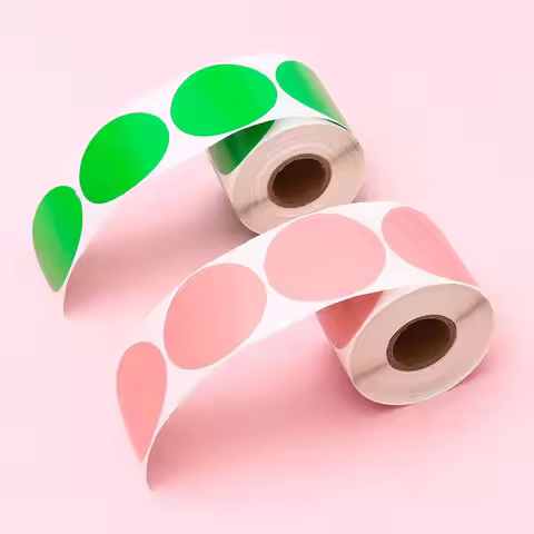 Circle Thermal Sticker Label Self-Adhesive Round Direct Thermal Label Thermal Sticker for DIY Logo D