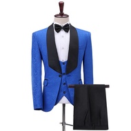GUKENRO Suit Set for Men ( Coat Vest Pants ) Plus Size Blazer Wedding Formal Evening Dinner Korean S
