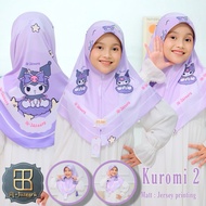 Al-JAZEERA CHILDREN'S INSTANT HIJAB KUROMI PRINTING JERSEY COMFORTABLE TO WEAR ORI AL-JAZEERA