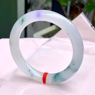 冰種翡翠天然翡翠玉鐲 A玉手鐲 玉鈪 • 冰種飄花飄紫翡翠圓鐲
