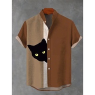 New Men's Vintage  Short Sleeve Shirt Animal Pattern 3D Printing Fun Casual Men's Clothing O9HX