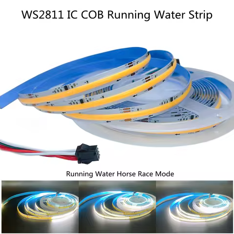 COB Flowing Light Strip 24V 5m 360Leds/m WS2811 IC Addressable Running Water Horse Race FOB LED Line