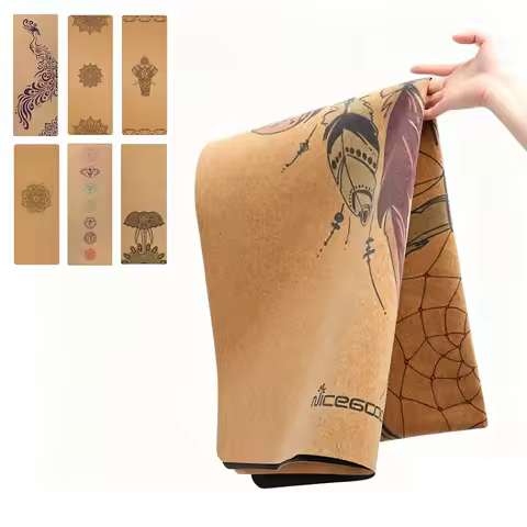 Natural Rubber Cork Yoga Mat Non-slip Sweat-absorbing Home Fitness Mat Foldable Printed Pilates Mats