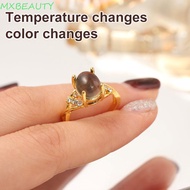 MXBEAUTY1 Retro Adjustable Mood Rings, Oval Moon Stone Changing Color Ring, Creative Temperature Con