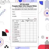 Kartu Infaq TPA/TPQ AL-QURAN Kartu SPP Bulanan Madrasah/ Kartu infaq Santri