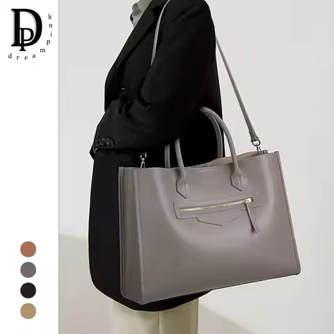 2023 Luxury Women Bag Elegant Cow Leather Business Lady Portfolio Handbag Fashion A4 Large Capacity 