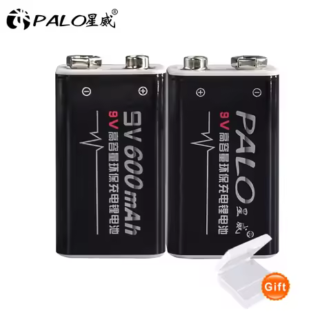 PALO 9V Rechargeable Battery 600mAh Li-ion 9V battery 6F22 lithium battery batteria high capacity fo