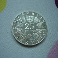 奧地利 1965 年發行維也納工業中學成立 150 週年紀念版 25 先令銀幣