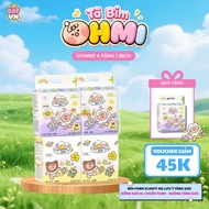 Combo 4 Get 1 Free OHMI Diapers – Super Absorbent G Core 1500ml – Korean Diapers/Diaper Pants – NB–X