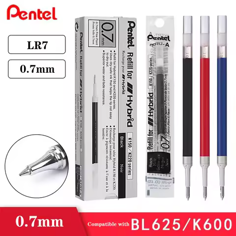 Japan Pentel LR7 Gel Pen Refills 0.7mm Black Signature Pen Quick Drying Bullet Tip Writing Smooth Pe