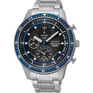 SEIKO WATCH 精工三眼計時放射紋面盤寶藍外圈夜光日期石英腕錶 型號：SNDF39P1【神梭鐘錶】