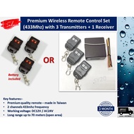 Premium Autogate 2 Channel 433mhz Remote Control Set (1 receiver and 3 remote)