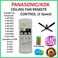 PANASONIC/KDK (OEM) CEILING FAN REMOTE CONTROL F-M14C5/F-M14C7/F-M14C8/F-M14D5/F-M14D9/F-MY14ES/K14C