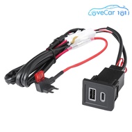 ที่ชาร์จค่าโทรศัพท์ในรถแบบสอง USB ช่องเสียบสายชาร์จรถ PD + QC3.0 USB C เต้าเสียบอะแดปเตอร์ไฟฟ้าสำหรั