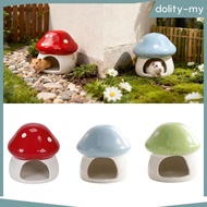[dolity] Ceramic Small Animal Hamster House Cartoon Mushroom Hideout for Playful Cage Habitat and Be