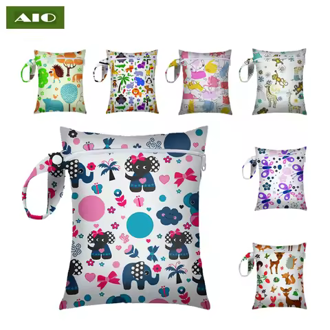 AIO 1pcs 16*20cm Multifunctional Baby Diaper Bag Reusable Wet Dry Travel Nappy Pouch Mummy Storage B