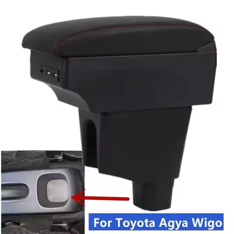 For Toyota Agya Armrest box For Toyota Agya Wigo Car Armrest Central Storage box Retrofit with USB C