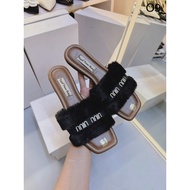 Min Min Fashion Fur-Lined Flat Slippers 2 Colors O9