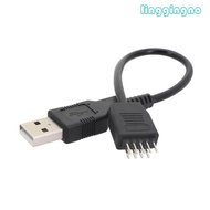 RR USB 9Pin Connector USB Extension Cable USB2 0 to Mainboard 9 Pin Male to External USB A Male PC M