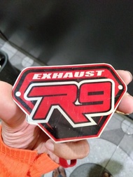 Emblem knalpot merk logo R9 exhaust bahan bagus plat almunium men
