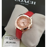 [Authentic *FREE BRACELET*] Coach Delancey Leather Rose Gold Women Ladies Watch Jam Tangan Wanita Perempuan 14503188