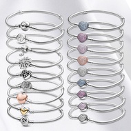 New Silver Bracelet Heart Bracelet Shiny Zircon Princess Lily Bracelet for women diy charm bead and pendant jewelry loved gift