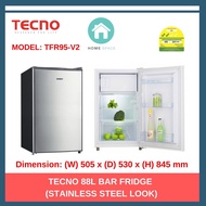 Tecno Bar Fridge (88L), TFR95-V2 (Stainless Steel Look)