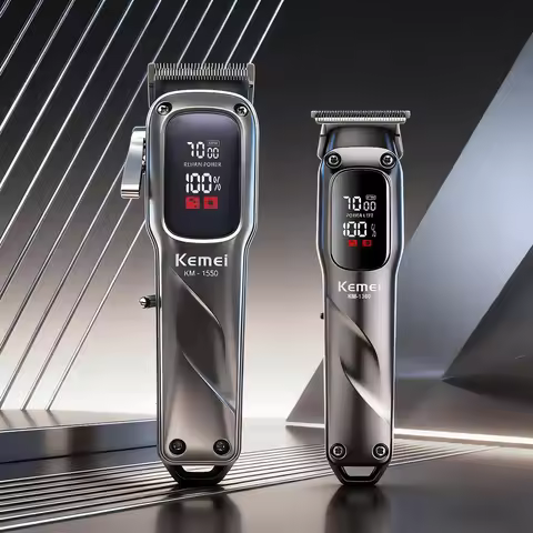KEMEI KM-1550 KM-1360 Professional Hair Clipper Kit for Men LED Display Low Noise 7000RPM Cordless P