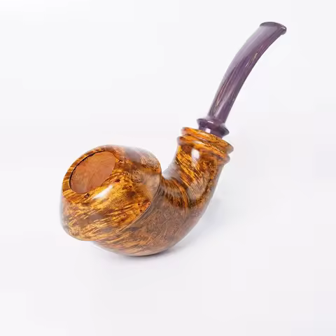MUXIANG Handmade Briar Horn Freestyle Smoking Pipe Natural Briar Wood 3mm Bore Vulcanite Mouthpiece 