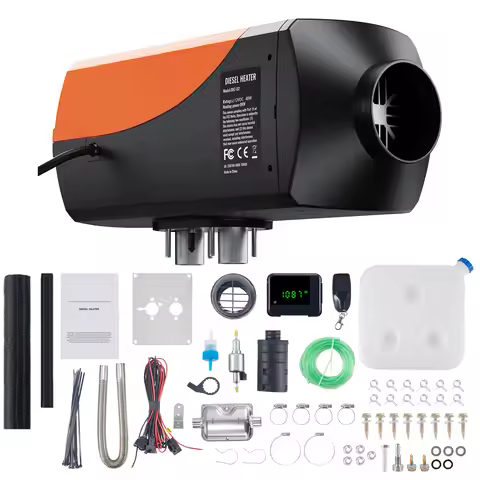 SucceBuy Diesel Air Heater 12V 5/8KW Diesel Heater Diesel Parking Heater Rapid Heating and Low Noise