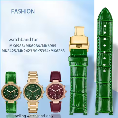 Fashion notched cowhide watch strap for Michael kors watch MK6985 6986 MK2425 / 2433 women's wrlex m