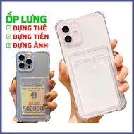 Transparent silicone phone case with card wallet compartment from X to 13pro max JUDI