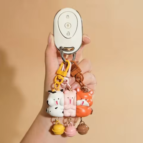 3 Pcs Set Charms Magnetic Magnetic Snap Keychain Mini Resin Keychain Sets Cartoon Animal Keychain Fr