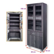 ROAM Enterprise Furniture 6ft Kitchen Cabinet 4 Door Storage Glass Cabinet Pantry Dapur Kabinet Kaki