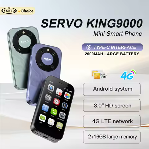 SERVO KING9000 Mini Android Smartphone 2 SIM Standby 4G Network 2GB+16GB APP Download Play Store WiF