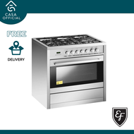 EF GCAE9650ASS 90cm Standing Cooker (5-Burner Gas Hob &amp; 105L 8-Functions Oven)