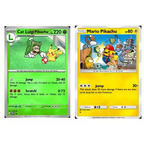 Diy Self Pokemon Cat Luigi Pikachu Mario PikachuControl Collect Signature Trading Card Anime Cartoon